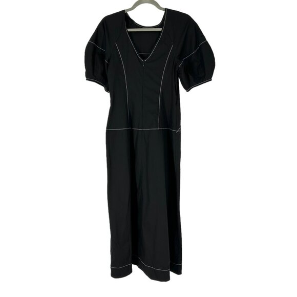 NWT Madewell Puff-Sleeve Drop-Waist Midi Dress - Picture 4 of 8